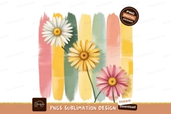 Colorful Daisy Trio On Textured Background PNG Product Image 1