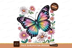 Galaxy Butterfly With Flowers Sublimation Png Product Image 1