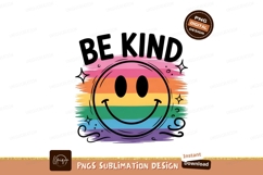 Be Kind Smiley Face Rainbow Sublimation Png Product Image 1