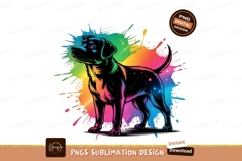 Colorful Dog With Rainbow Paint Splatter Art PNG Product Image 1
