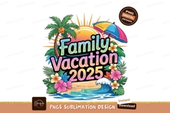 Family Vacation 2025 Summer Beach Illustration PNG Product Image 1