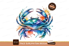 Blue Crab Watercolor Illustration Sublimation Png Product Image 1