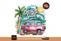 Pink Van Beach Vacation Sublimation Png Product Image 1