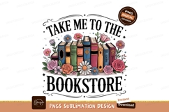 Bookstore Books And Flowers Sublimation Png Product Image 1