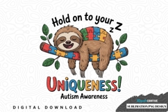 Autism awareness sloth sublimation png design Product Image 1