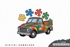 Colorful puzzle truck sublimation design Product Image 1