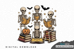 Spooky skeleton readers sublimation png design Product Image 1
