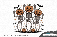 Three skeleton pumpkins halloween sublimation design Product Image 1