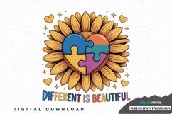 Different is beautiful sunflower puzzle heart sublimation Product Image 1