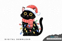 Black cat christmas sublimation png design Product Image 1