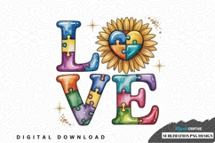 Love puzzle piece sunflower design sublimation png Product Image 1