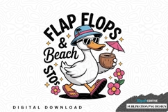 Flap flops &amp; beach stops duck sublimation png design Product Image 1