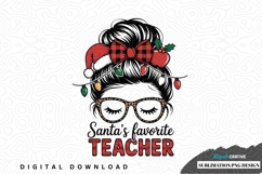 Santa's favorite teacher sublimation png design Product Image 1