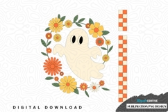 Whimsical ghost floral sublimation png design Product Image 1