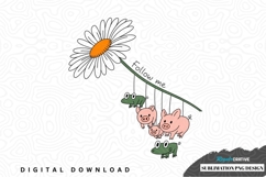 Whimsical daisy and animal sublimation png design Product Image 1