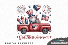 Patriotic gnome in red truck sublimation png design Product Image 1