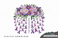 Purple daisy bouquet with awareness ribbons sublimation png Product Image 1