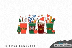 Christmas-themed school supplies sublimation png design Product Image 1