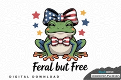 Feral but free patriotic frog sublimation png design Product Image 1