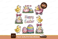 Cute Chicks And Easter Eggs Sublimation PNG Product Image 1