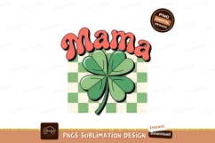 Retro Mama Shamrock Sublimation T Shirt Design Product Image 1
