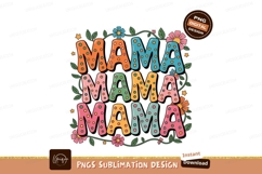 Retro Mama Sublimation T Shirt Design PNG Product Image 1