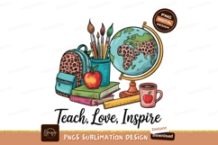 School Supplies With Teach Love Inspire Text PNG Product Image 1