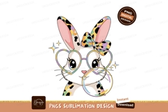 Stylish Rabbit With Heart Glasses Design Sublimation PNG Product Image 1