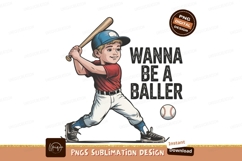 Boy Baseball Player Sublimation PNG Product Image 1