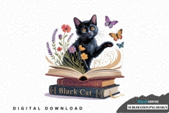 Whimsical black cat sublimation png design Product Image 1