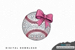 Sublimation baseball design with pink bow sublimation png Product Image 1