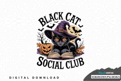 Black cat social club halloween sublimation png design Product Image 1