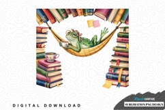 Cozy frog reading sublimation png design Product Image 1