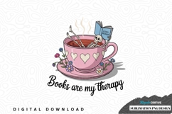 Books are my therapy sublimation png design Product Image 1