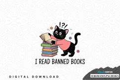 I read banned books cat sublimation png design Product Image 1