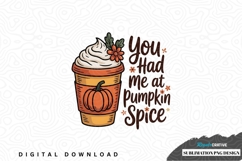 Pumpkin spice latte sublimation png design Product Image 1