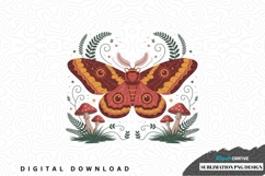 Vibrant moth and mushroom sublimation png design Product Image 1