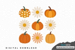 Autumn pumpkin and daisy sublimation png design Product Image 1