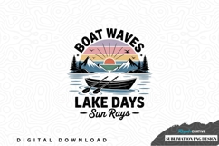 Boat waves lake days sun rays sublimation png design Product Image 1