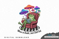 Relaxed frog with mushrooms sublimation png design Product Image 1