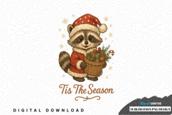 Cute raccoon christmas sublimation png design Product Image 1