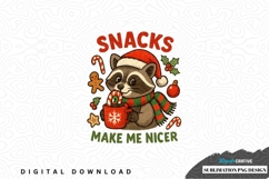Funny christmas raccoon snacks sublimation png design Product Image 1