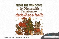 Festive raccoon christmas sublimation png design Product Image 1