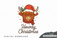 Howdy christmas highland cow sublimation png design Product Image 1