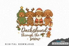 Dachshund through the snow - christmas sublimation png Product Image 1