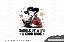 Saddle up with a good book - cowgirl reading png design Product Image 1