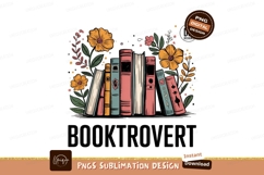 Booktrovert With Flowers Sublimation T Shirt Design Product Image 1