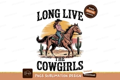 Cowgirl Riding Horse Sublimation PNG Product Image 1