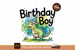 Birthday Boy Dinosaur Party Cute Clipart Sublimation PNG Product Image 1