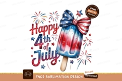 Patriotic Popsicle Happy Fourth Of July Design PNG Product Image 1